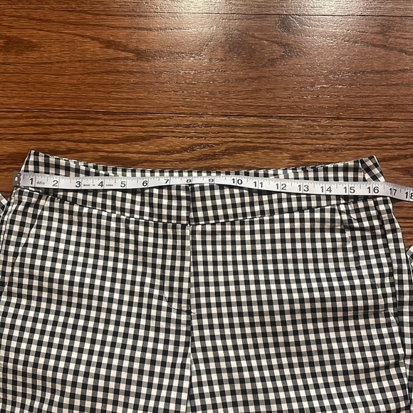 Donna Ricco GINGHAM checker Ponte black white ankle pants crop zipped stretch 8 - Picture 8 of 12